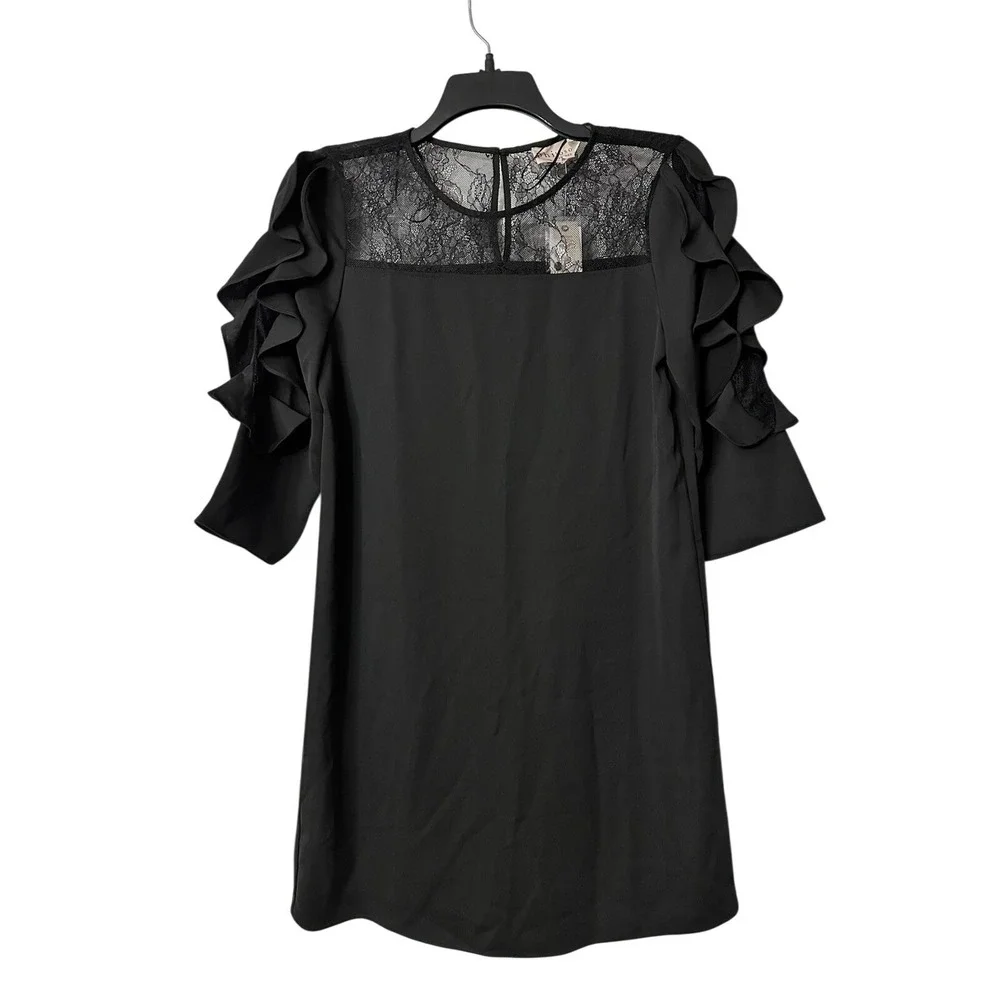 NWT‎ Philosophy Womens Black Short Sleeve Lace Casual Dress Size Small